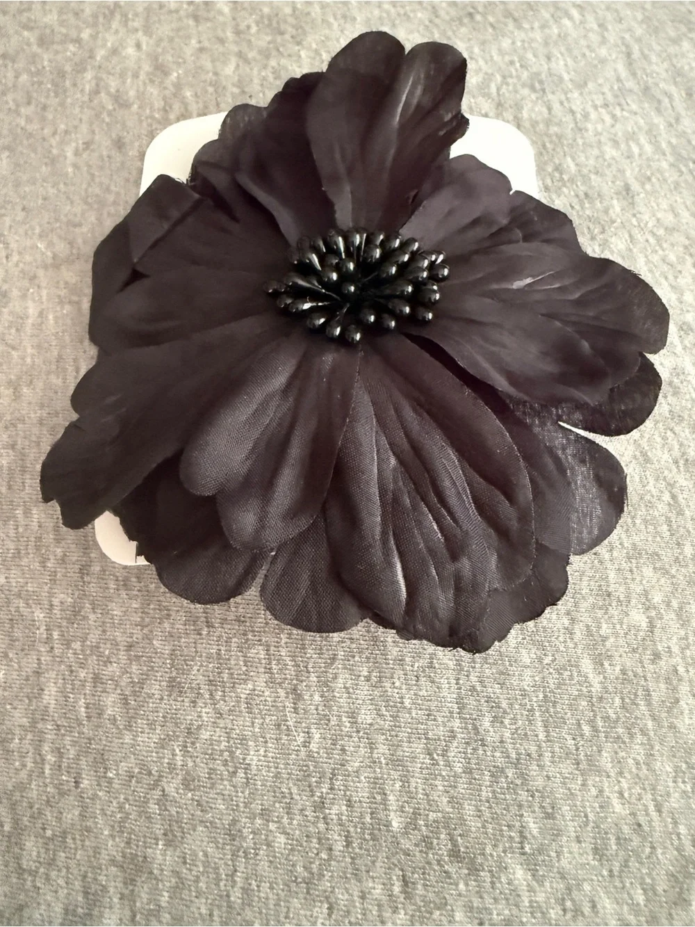 Black Floral Fabric Hair Clip - Women Accessories